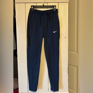 Nike Dri-FIT Dark Blue Athletic Pants with White Logo